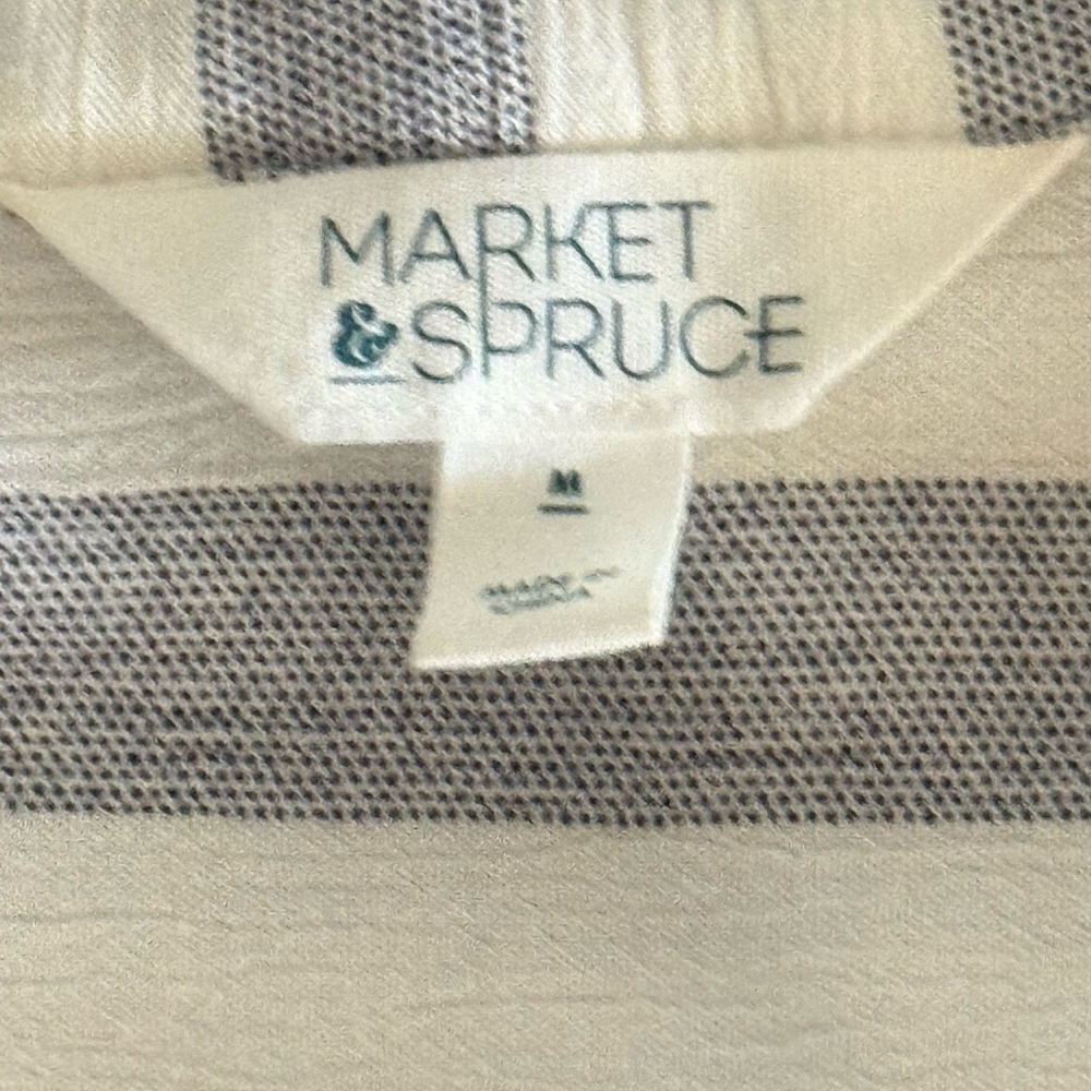 Market & Spruce Striped Button Down Shirt Medium Coastal Lightweight in Medium - Picture 2 of 6